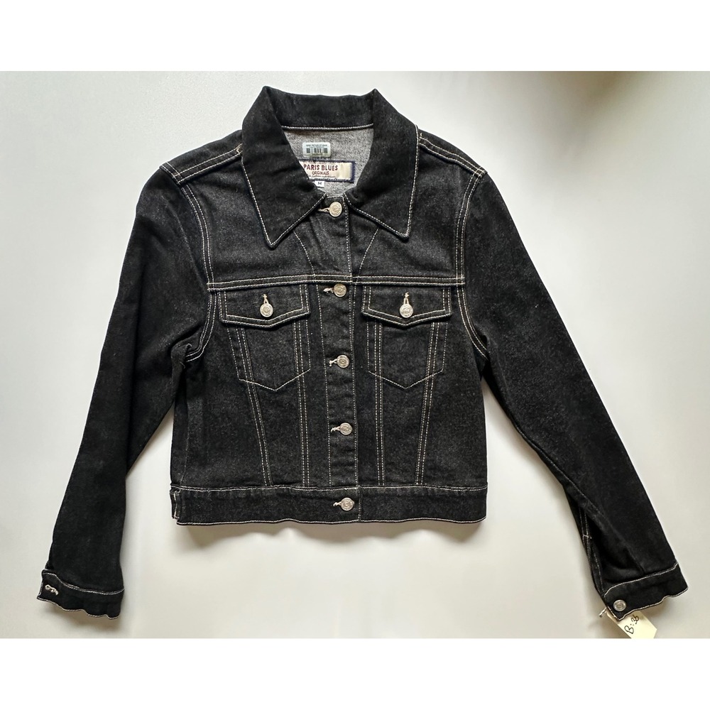 Y2K Paris Blues Originals Denim Trucker Jacket Black Wash Contrast Stitch M